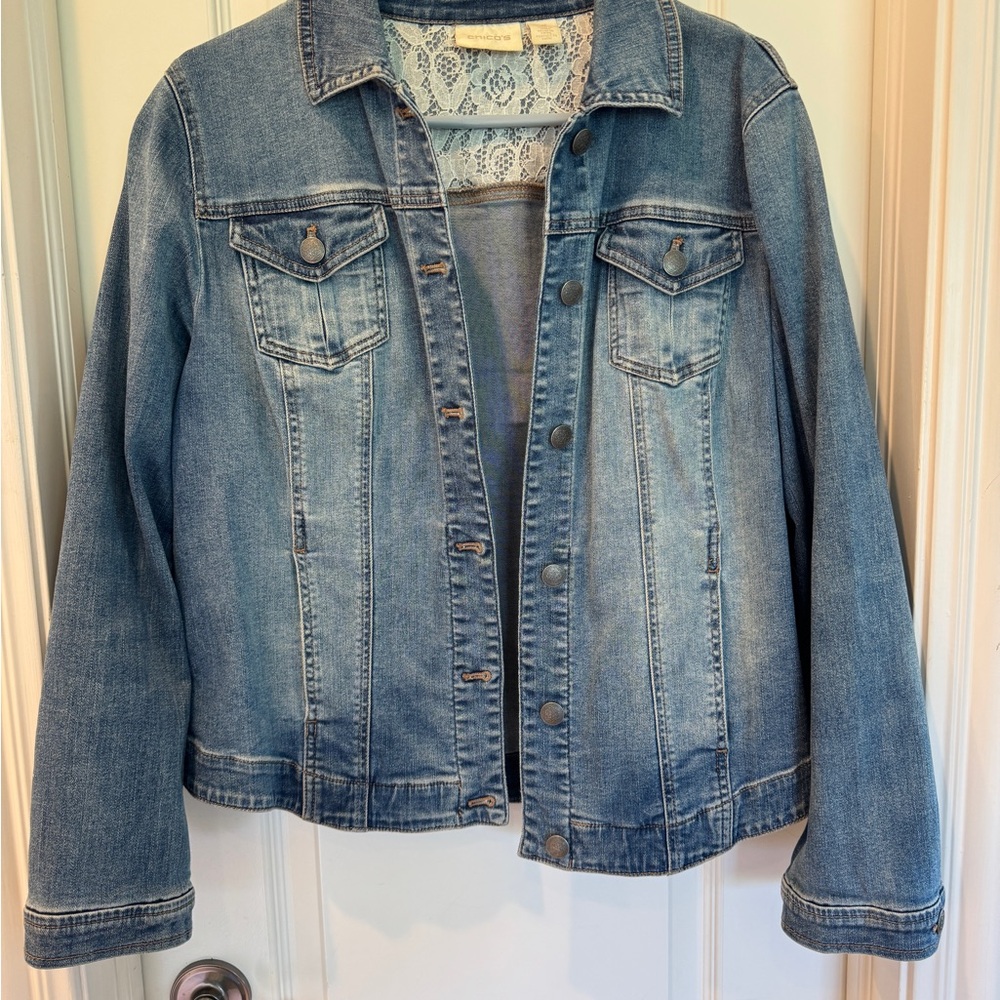 Chico's Light Blue Denim Jacket Size 2